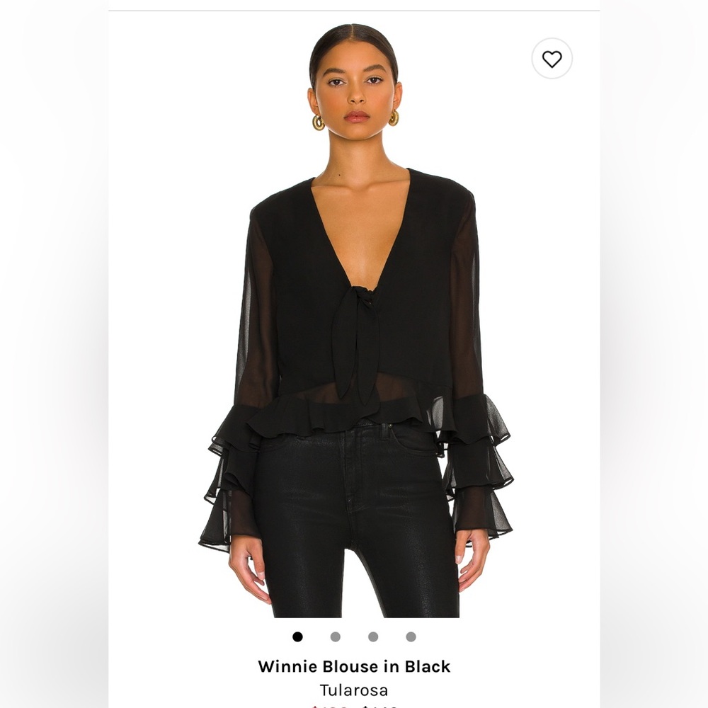 TULAROSA - Winnie Blouse Black Ruffle Blouse NWT